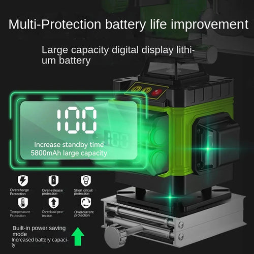 4D 16-Line Self-Leveling Laser Level, USB Rechargeable Cross Line Tool for Construction Tiling, Flooring,Drywall, Wall Alignment
