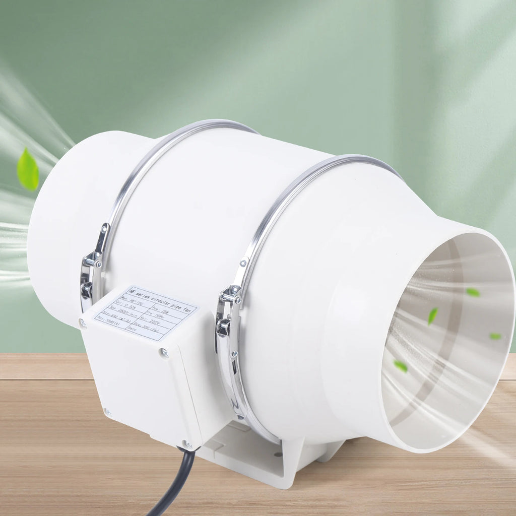 220V Exhaust Fan Silent Duct Ventilation Fan 2600RPM Duct Fan Pipe Extractor for Kitchen Bathroom Toilet (HF-100/HF-150/HF-200)