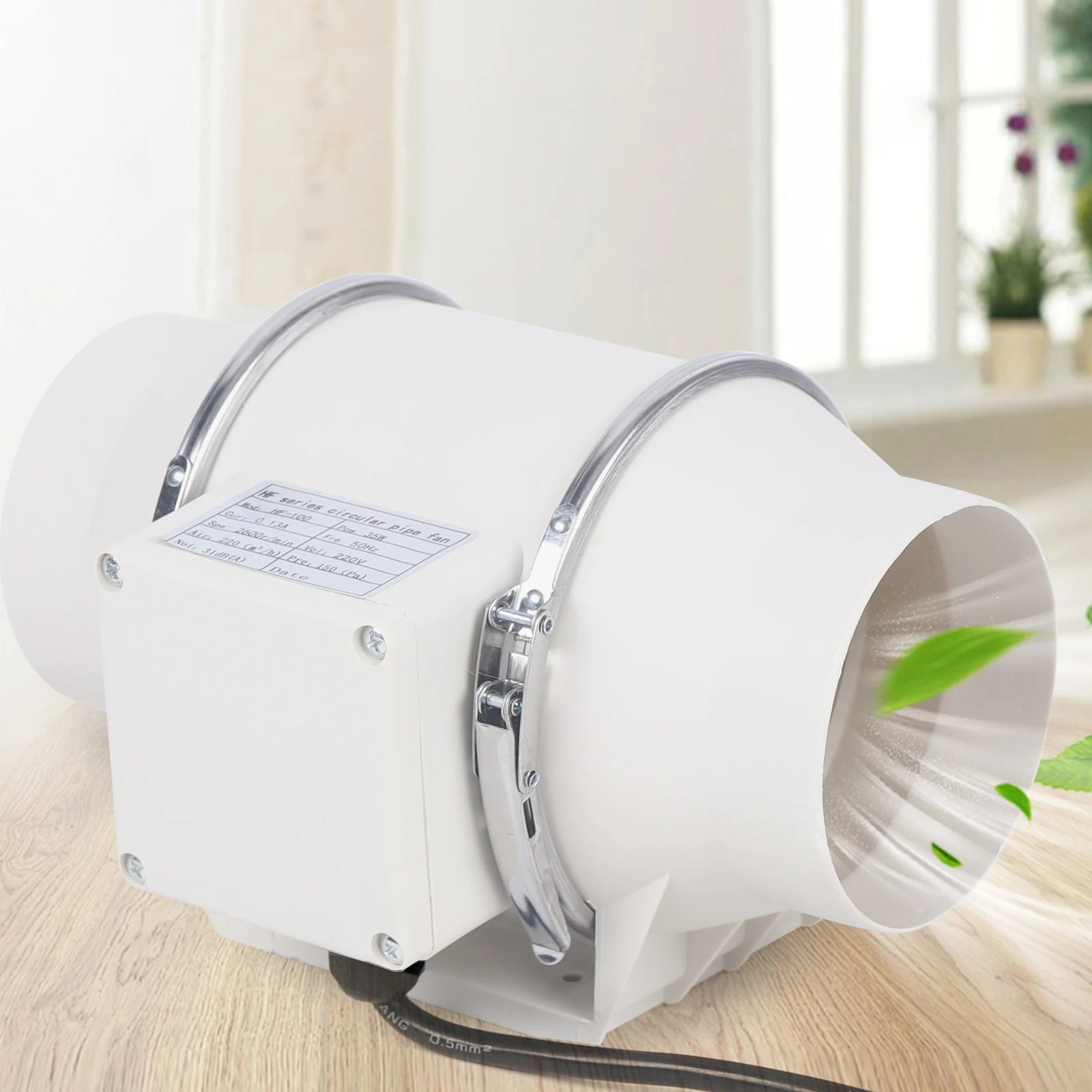 220V Exhaust Fan Silent Duct Ventilation Fan 2600RPM Duct Fan Pipe Extractor for Kitchen Bathroom Toilet (HF-100/HF-150/HF-200)