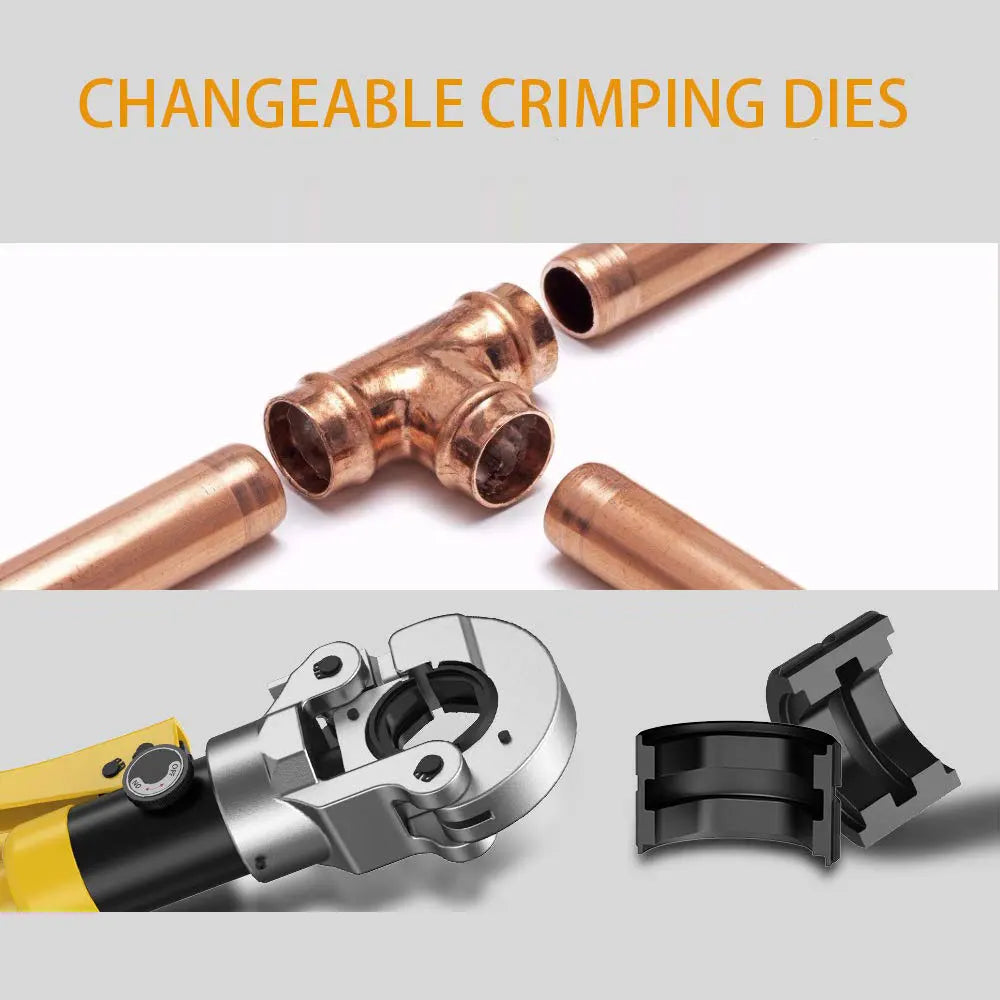 Hydraulic Pipe Crimping Tool Adjustable Crimper with Heavy-Duty Pressure for Copper Stainless Steel PEX Pipes TH V12/15/18/22/28