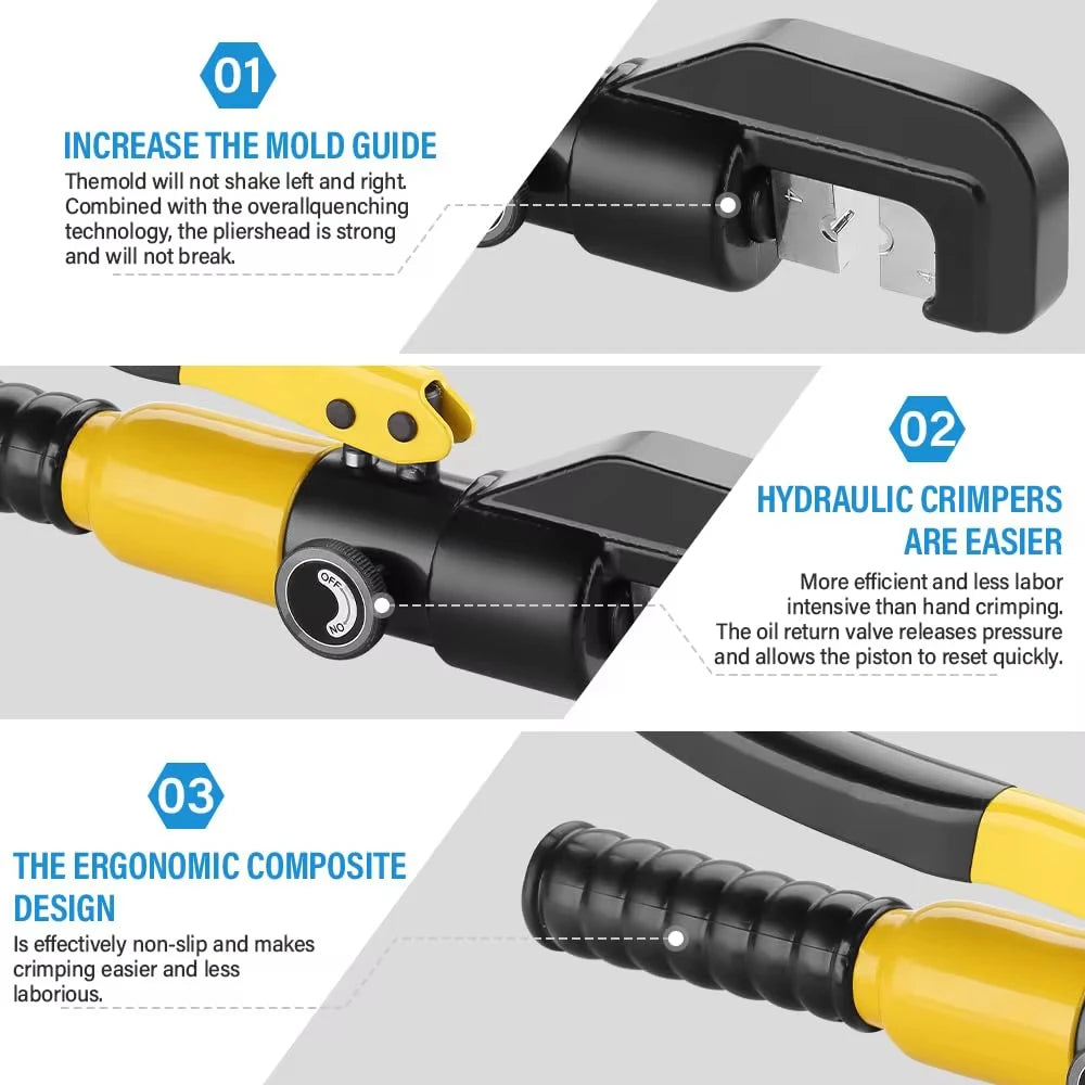 YQK-70 Hydraulic Crimping Tools 10T Cable Lug Crimper Plier Hand Hydraulic Compression Tool Electrical Terminal Cable Wire Tool