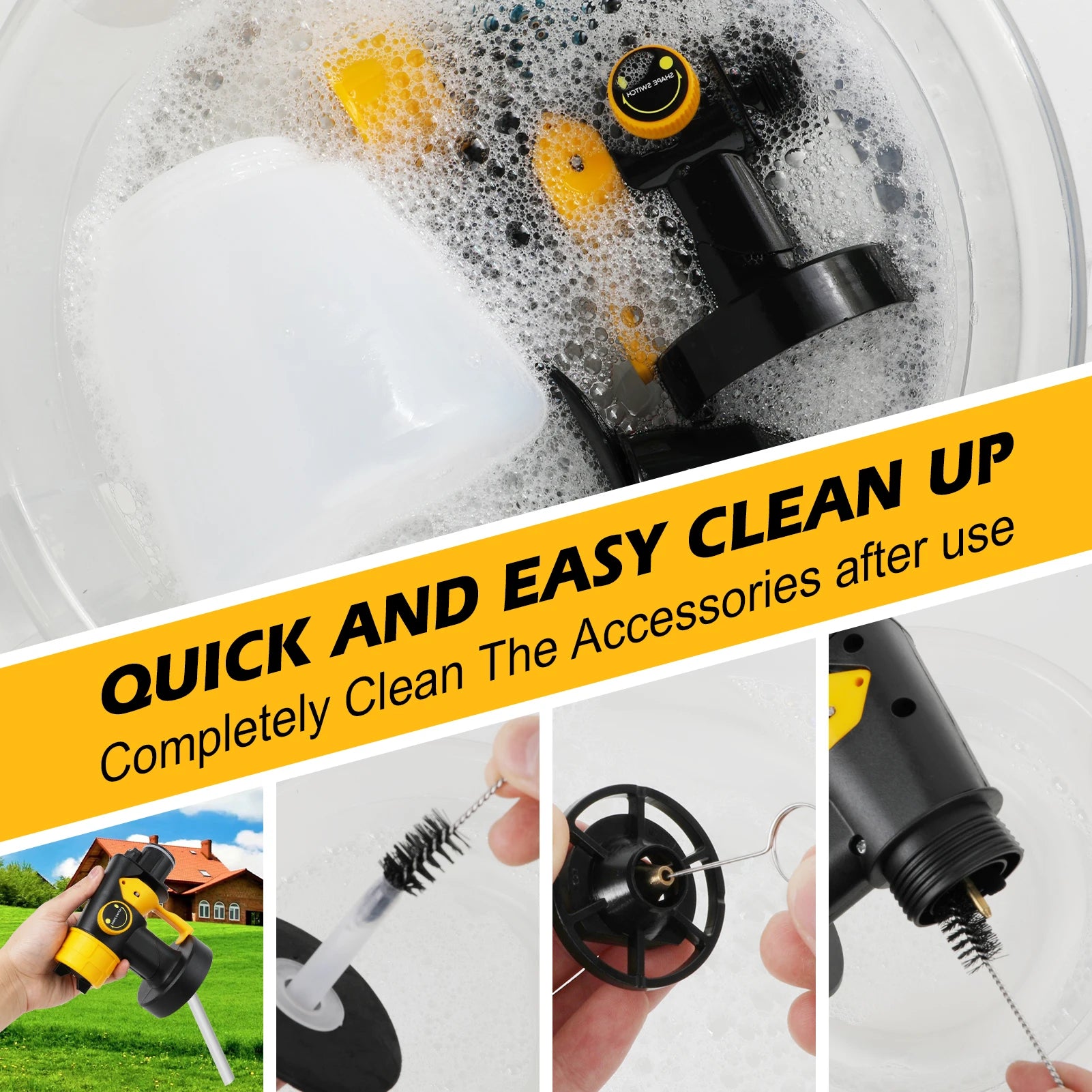 1500W Electric Cordless Spray Gun HVLP Paint Sprayer For Dewalt 20V MAX Battery Furniture Coating Airbrush