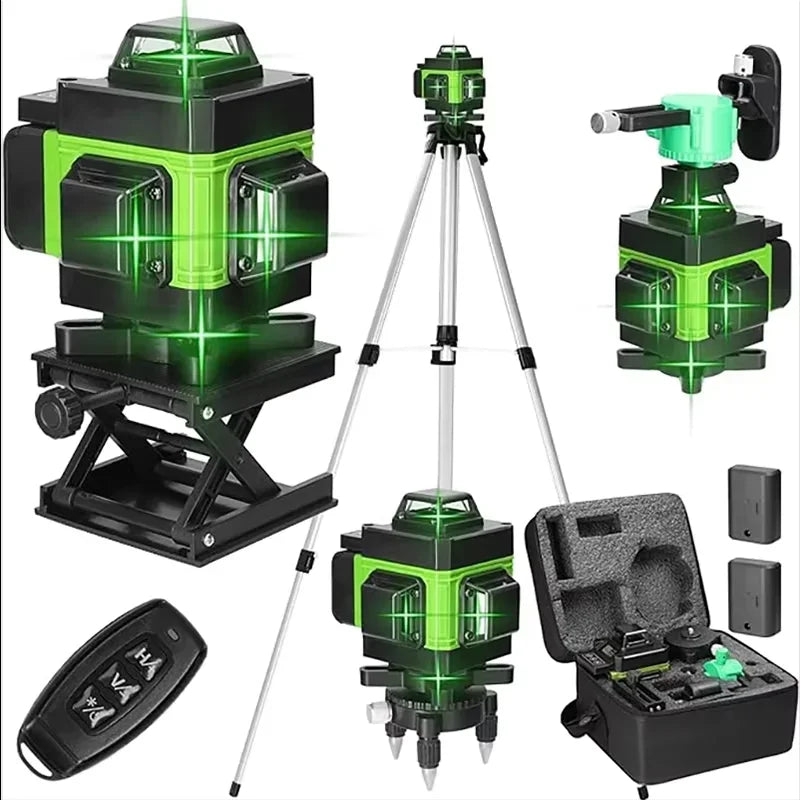 8/12 Line Green Laser Level 360° Self-Leveling Cross Line Tool Horizontal Vertical Measuring for Construction & DIY