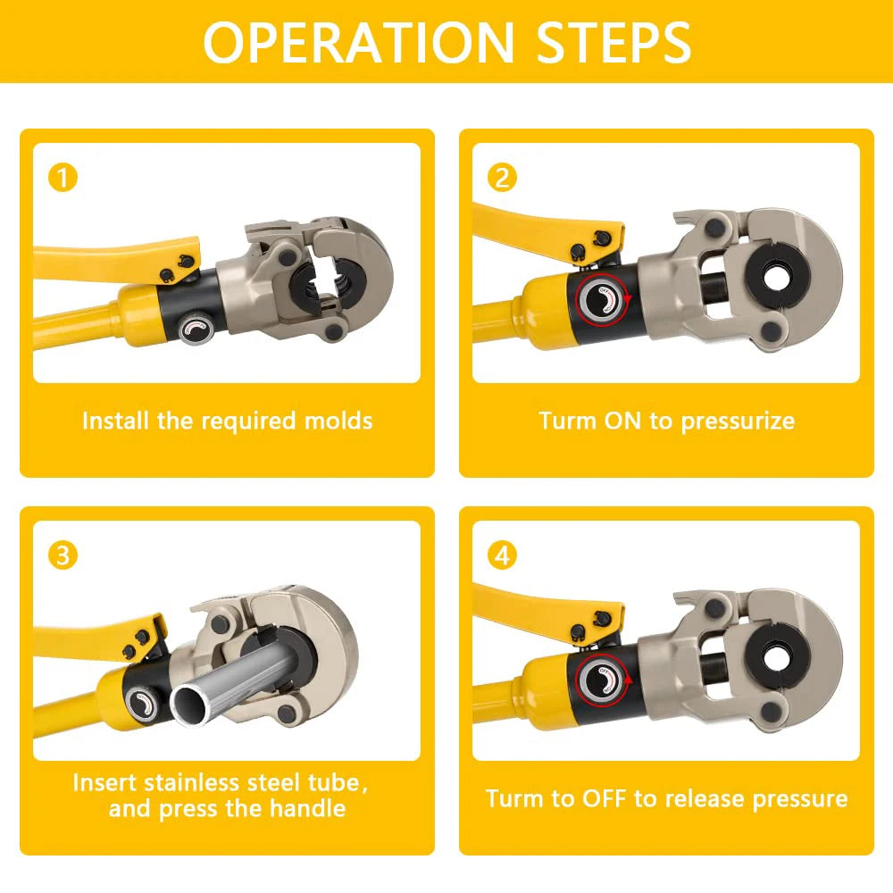 Hydraulic Pipe Crimping Tool Adjustable Crimper with Heavy-Duty Pressure for Copper Stainless Steel PEX Pipes TH V12/15/18/22/28