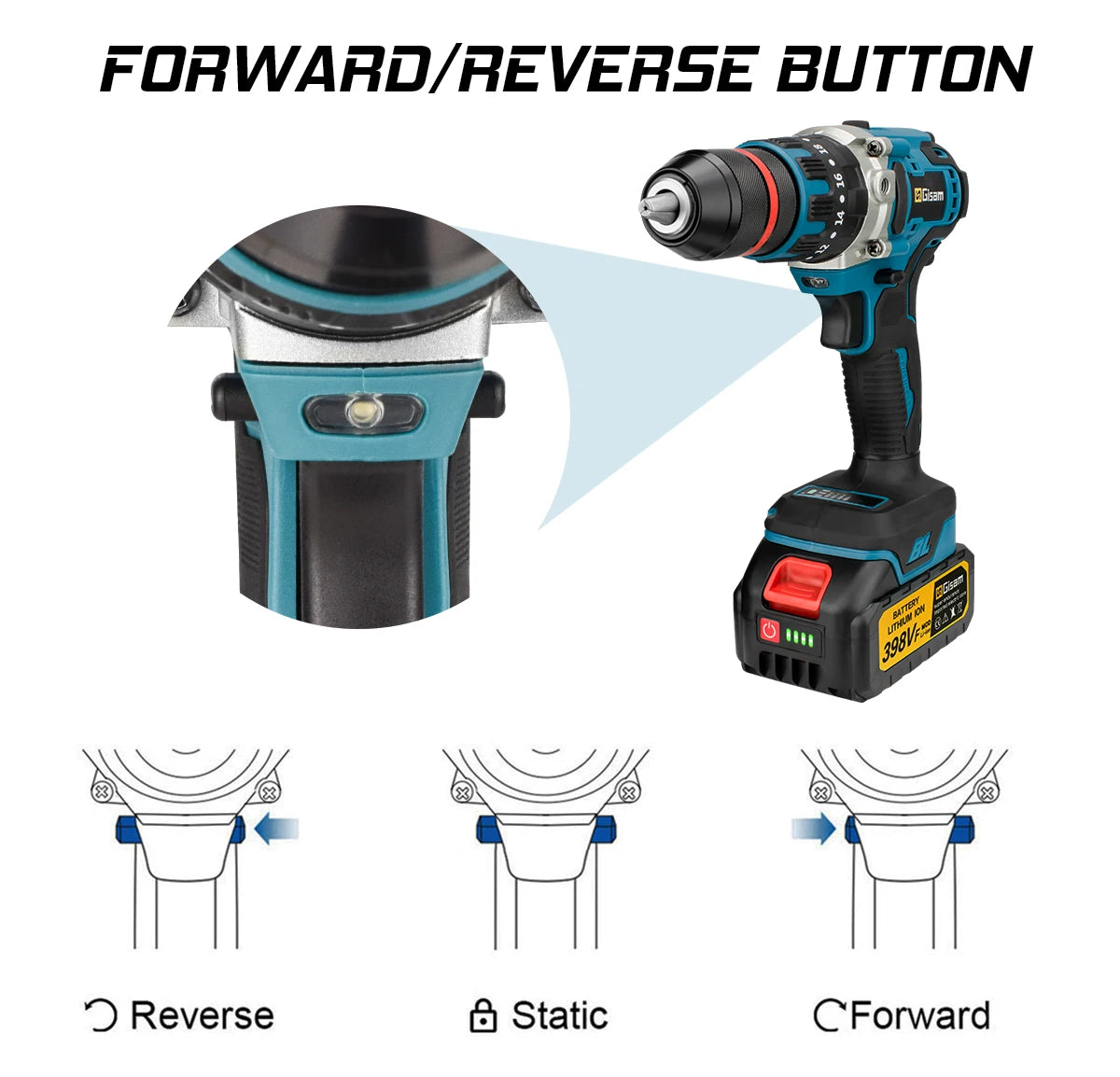 480N.M Brushless Electric Impact Drill Cordless Drill 13mm Electric Screwdriver DIY Driver Power Tool for Makita 18V Battery Pin