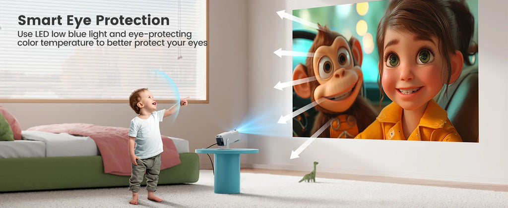 TOPTRO Mini Portable Projector 4K Support 20000 Lumens Full HD 1080P Native 270° Rotating Projector Home Theater Projector