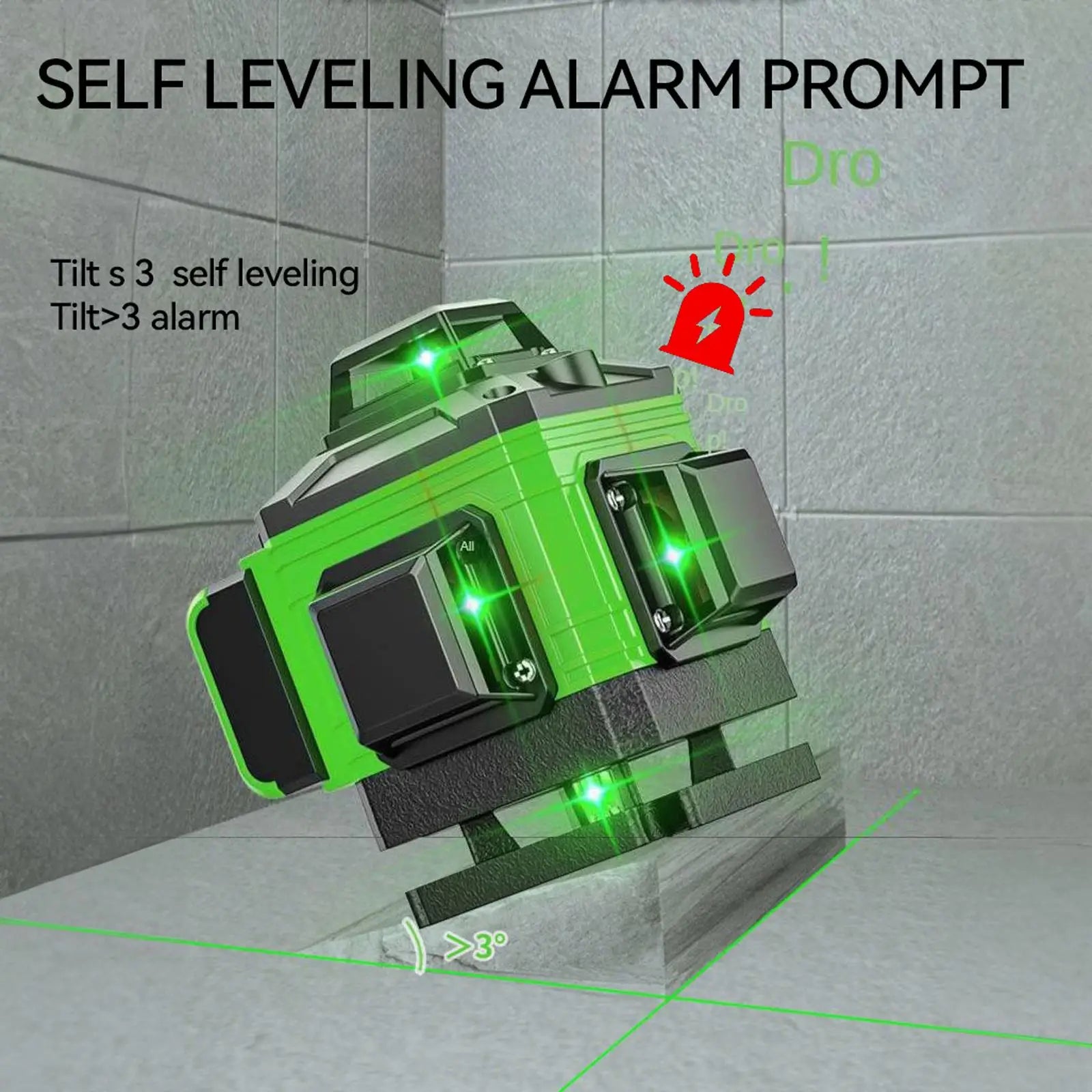 4D 16-Line Self-Leveling Laser Level, USB Rechargeable Cross Line Tool for Construction Tiling, Flooring,Drywall, Wall Alignment