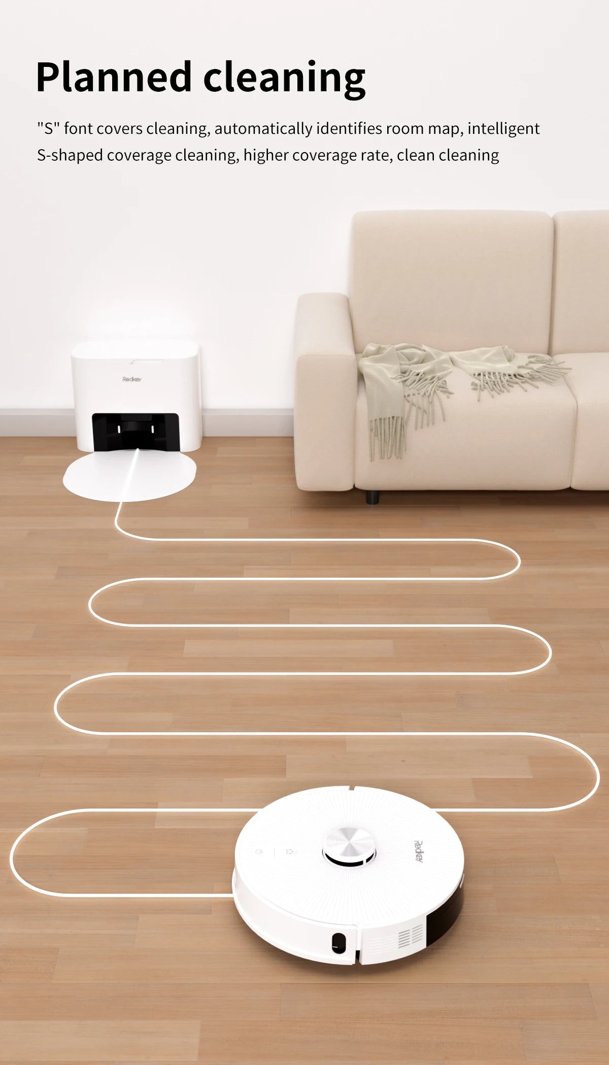 Redkey R10 Robot Vacuum Cleaner 2-in-1 Auto Vacuum Mop Wiping Function LiDAR Navigation Strong 4000Pa Suction Power 4 L Dust Bag