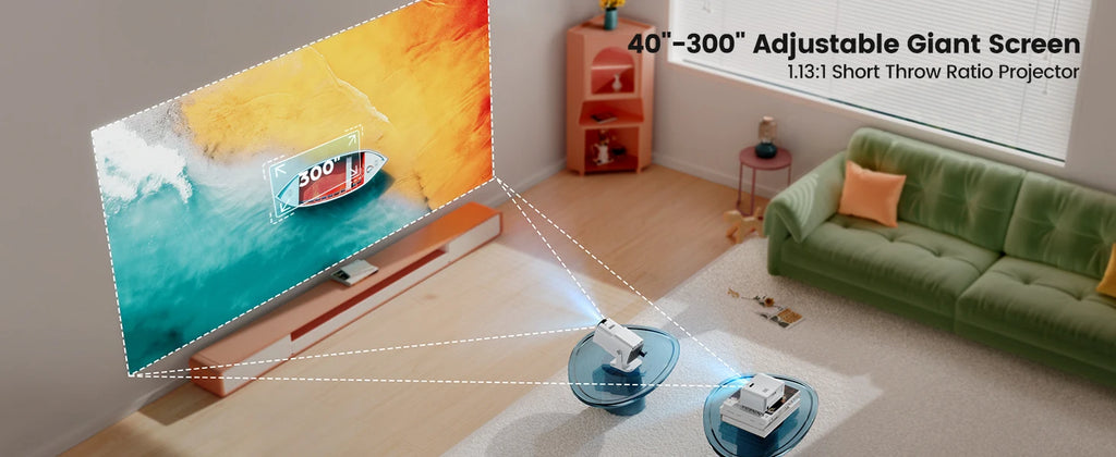 TOPTRO Mini Portable Projector 4K Support 20000 Lumens Full HD 1080P Native 270° Rotating Projector Home Theater Projector