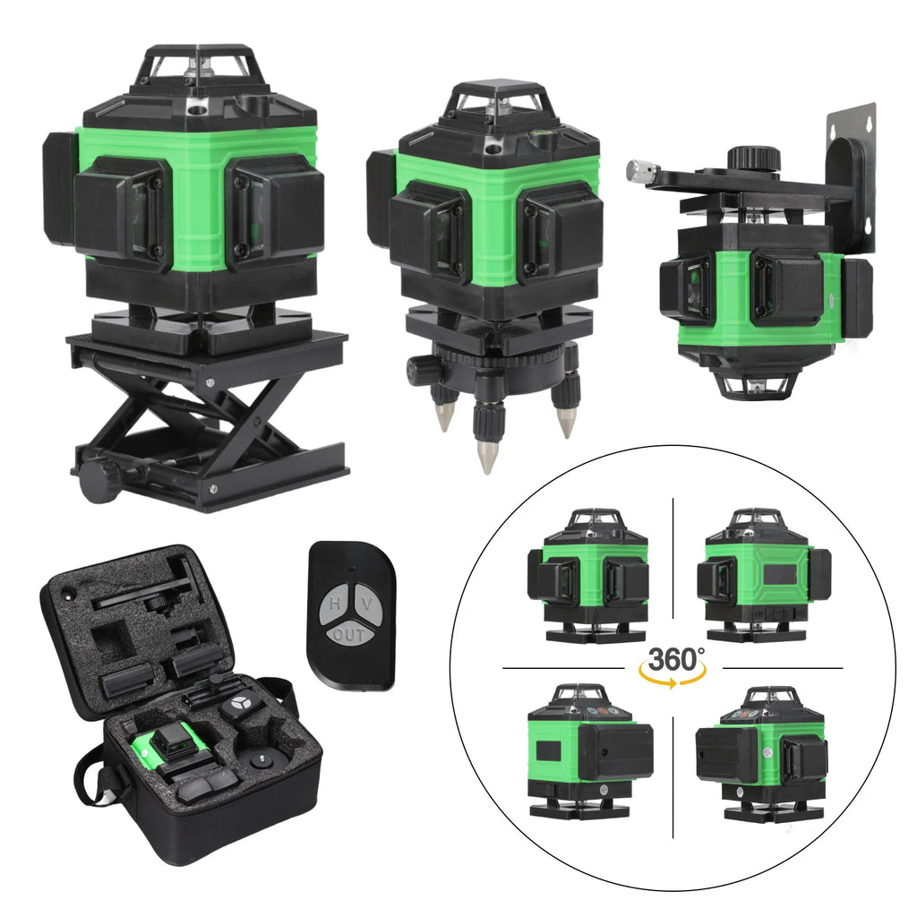 4D 16-Line Self-Leveling Laser Level, USB Rechargeable Cross Line Tool for Construction Tiling, Flooring,Drywall, Wall Alignment
