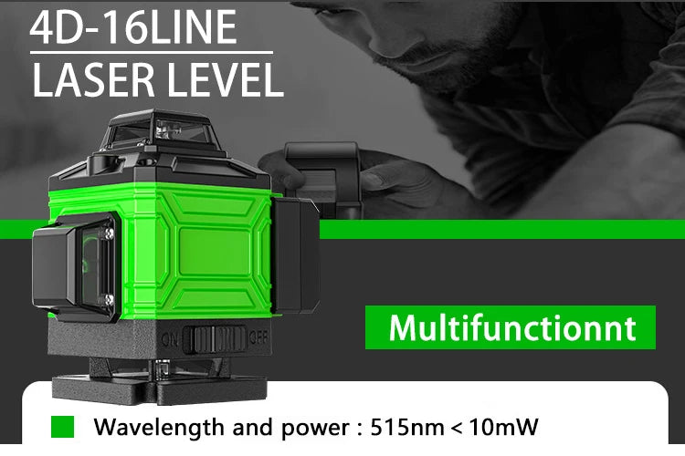 8/12 Line Green Laser Level 360° Self-Leveling Cross Line Tool Horizontal Vertical Measuring for Construction & DIY