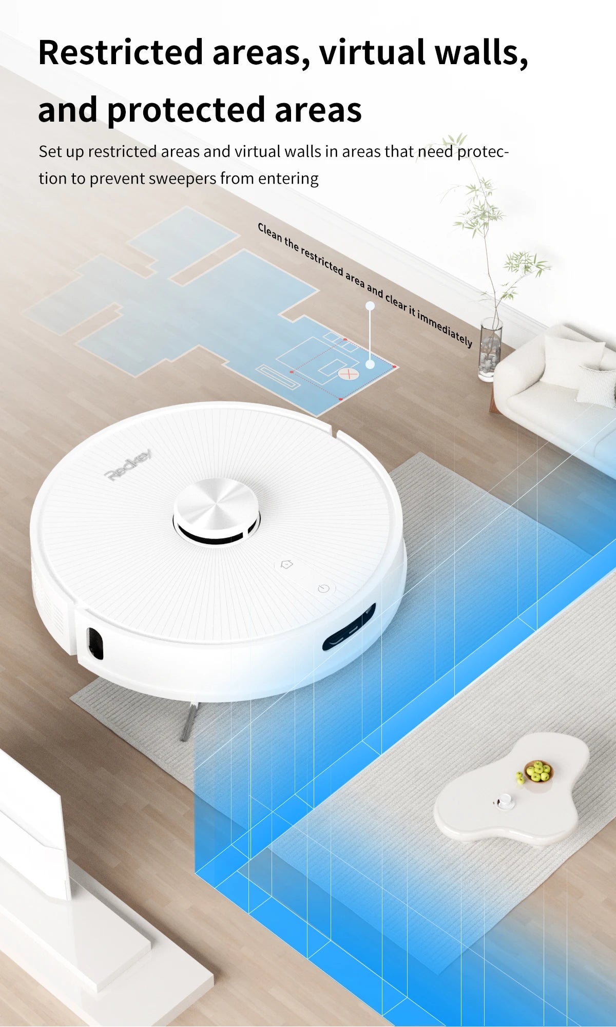 Redkey R10 Robot Vacuum Cleaner 2-in-1 Auto Vacuum Mop Wiping Function LiDAR Navigation Strong 4000Pa Suction Power 4 L Dust Bag