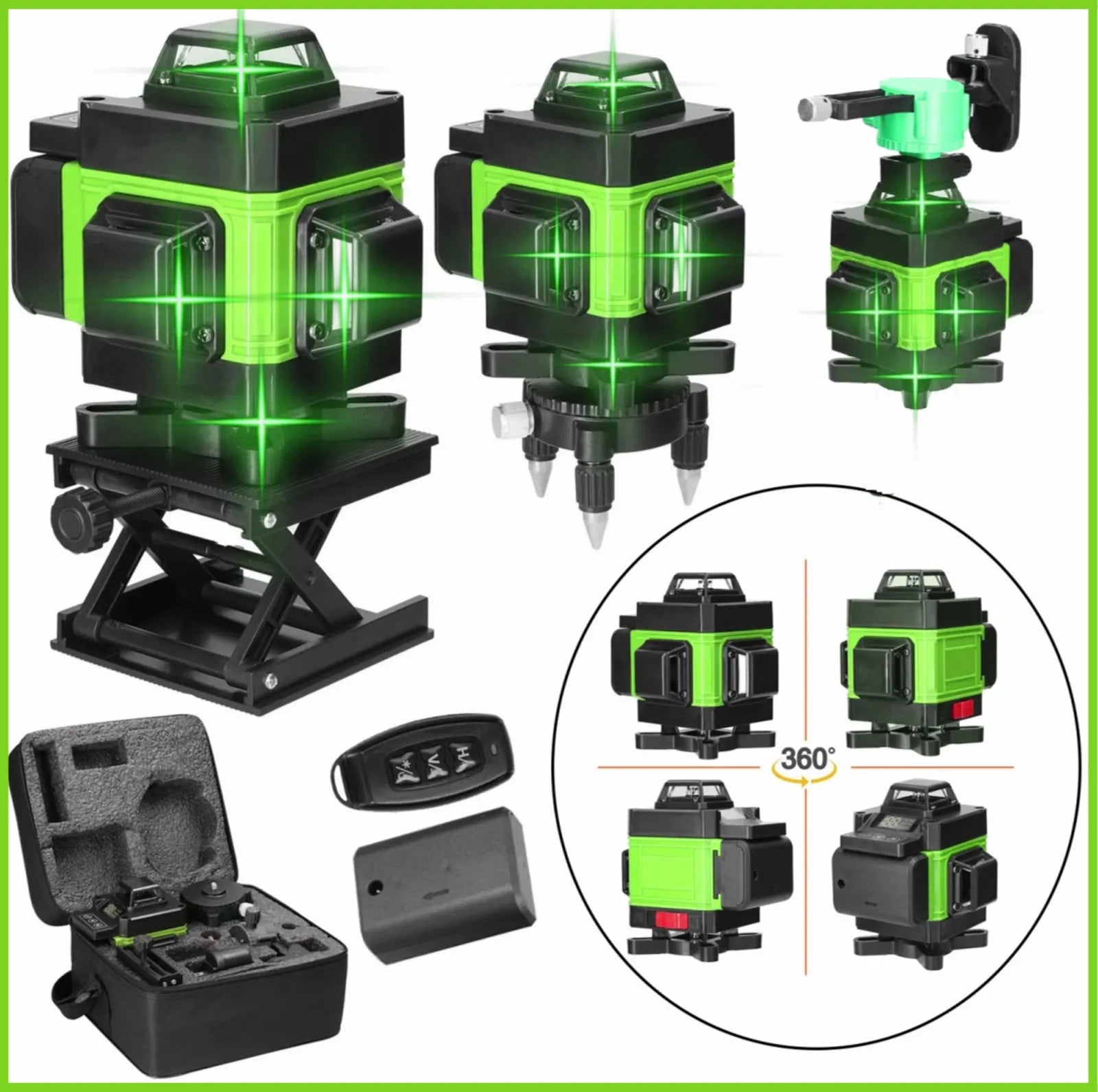 4D 16-Line Self-Leveling Laser Level, USB Rechargeable Cross Line Tool for Construction Tiling, Flooring,Drywall, Wall Alignment