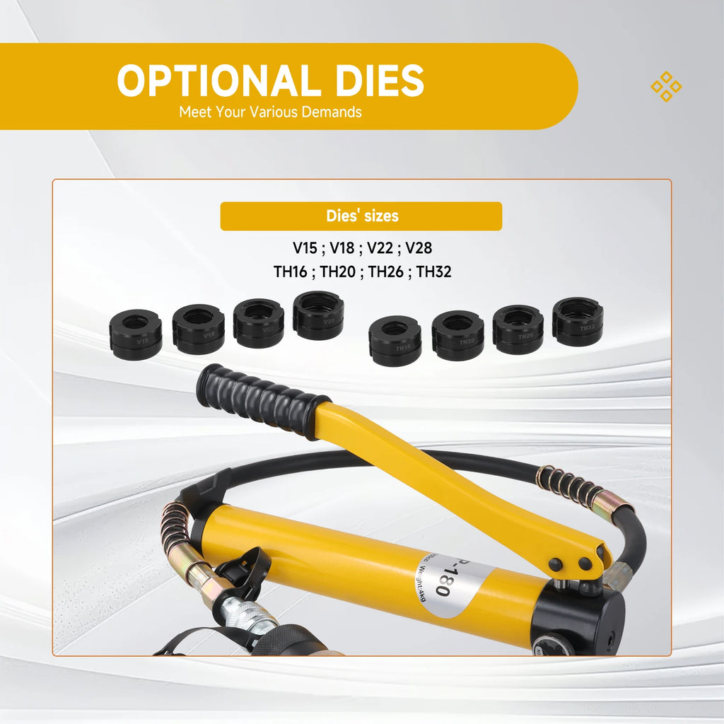 Hydraulic Pipe Crimping Tool Adjustable Crimper with Heavy-Duty Pressure for Copper Stainless Steel PEX Pipes TH V12/15/18/22/28