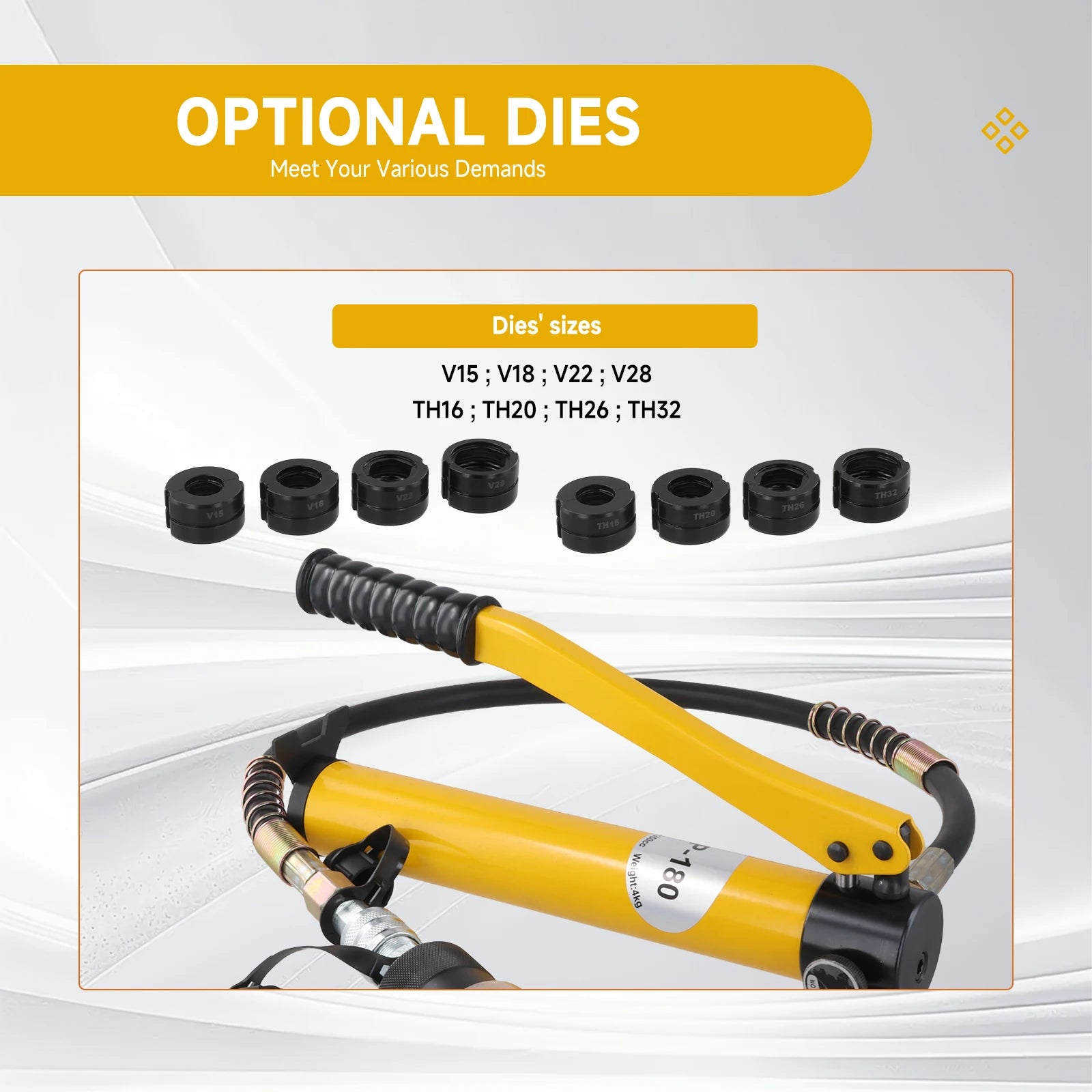 Hydraulic Pipe Crimping Tool Adjustable Crimper with Heavy-Duty Pressure for Copper Stainless Steel PEX Pipes TH V12/15/18/22/28