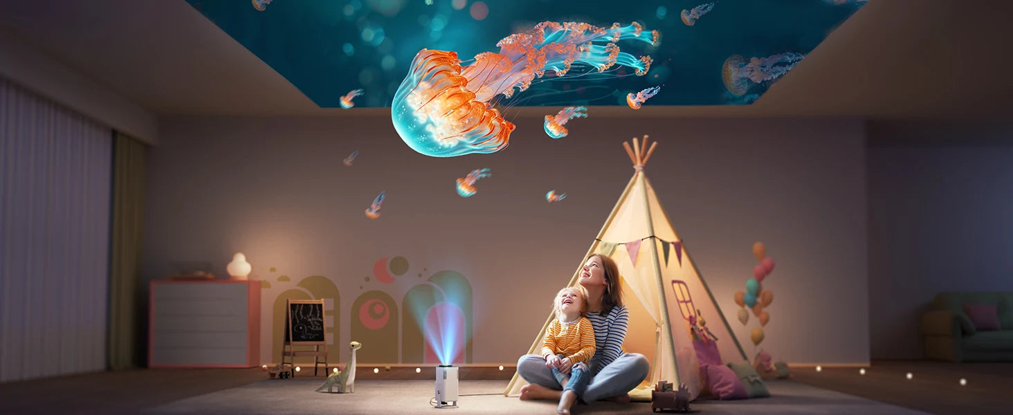 TOPTRO Mini Portable Projector 4K Support 20000 Lumens Full HD 1080P Native 270° Rotating Projector Home Theater Projector