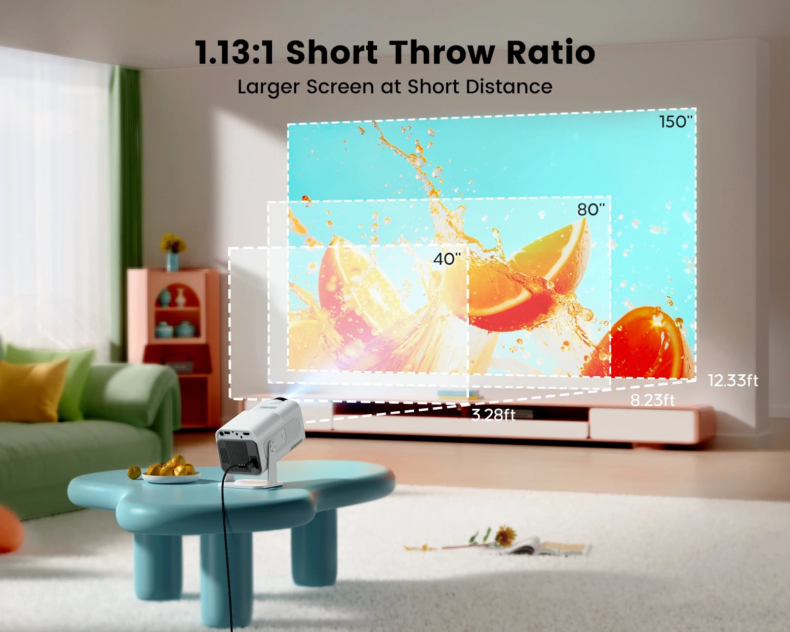 TOPTRO Mini Portable Projector 4K Support 20000 Lumens Full HD 1080P Native 270° Rotating Projector Home Theater Projector