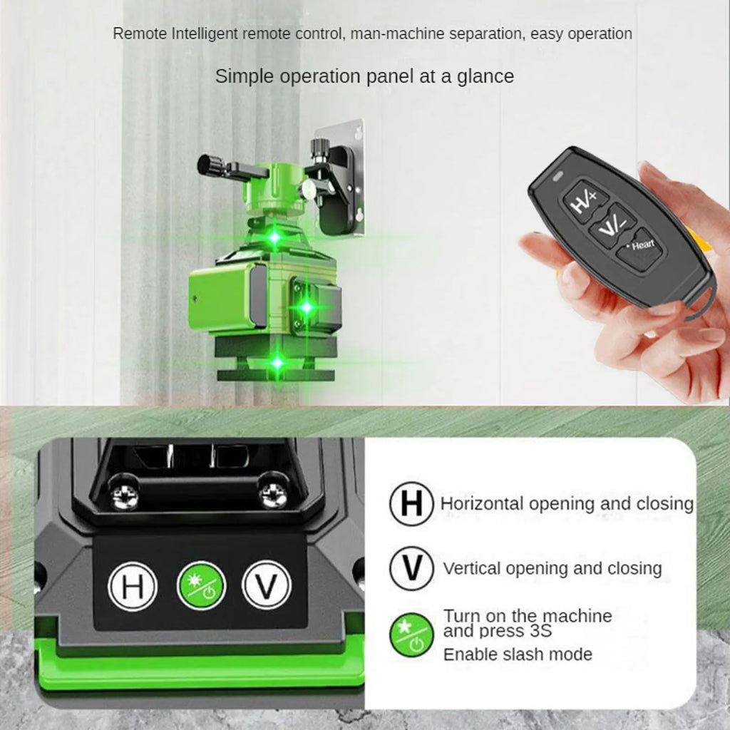 4D 16-Line Self-Leveling Laser Level, USB Rechargeable Cross Line Tool for Construction Tiling, Flooring,Drywall, Wall Alignment