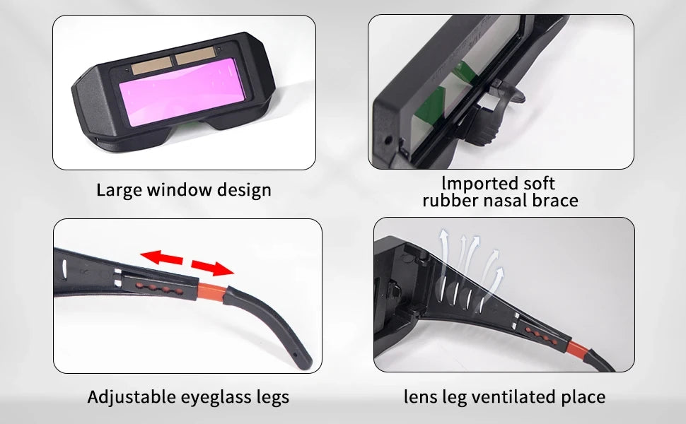 Lunettes de soudure auto-obscurcissantes solaires ultra-légères 60g compatibles TIG MIG MMA — zone-bricolage.com