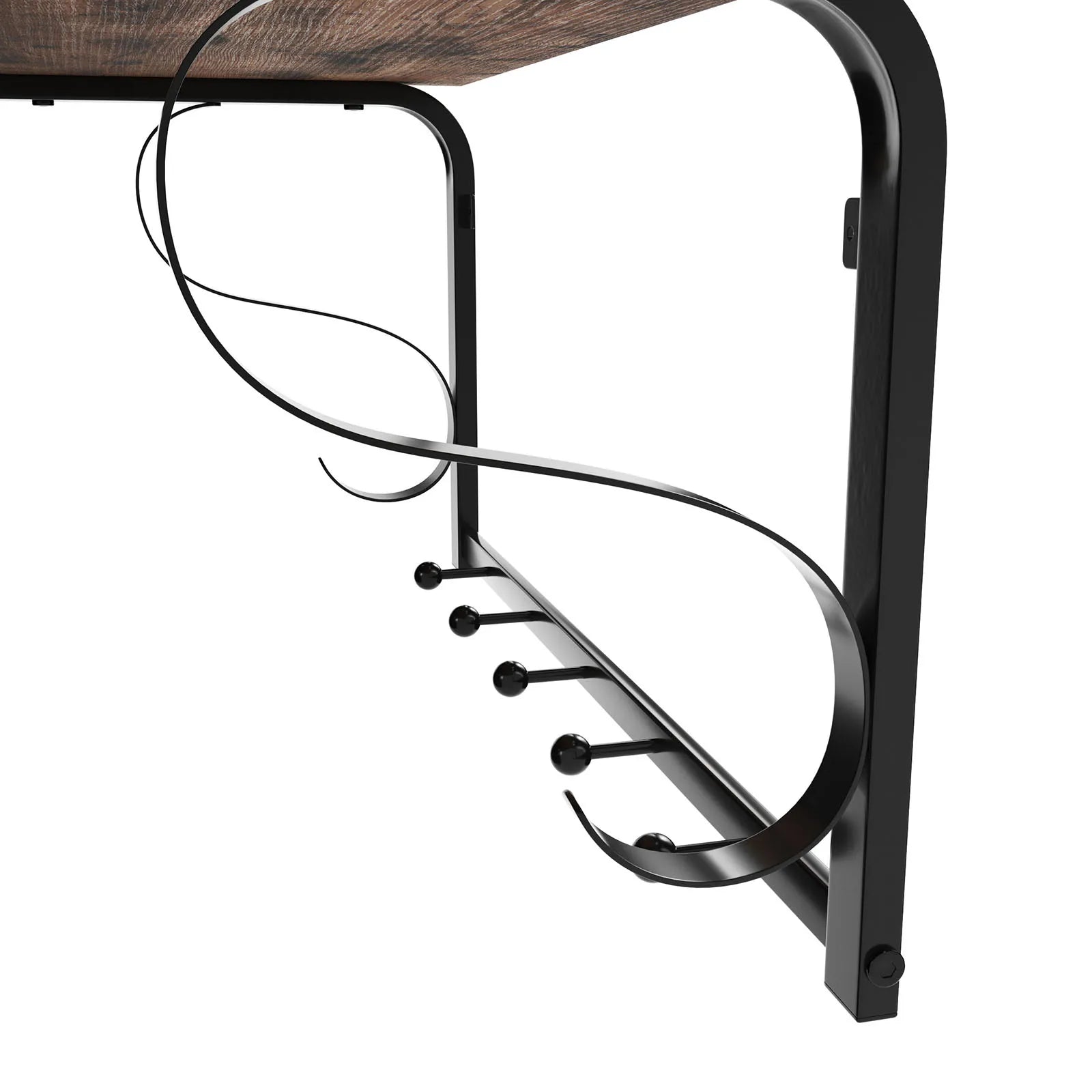 VASAGLE Industrial Wall Mounted Coat Rack with Shelf, 5 Hooks, Hanging Bar, for Hallway, Bathroom, Living Room