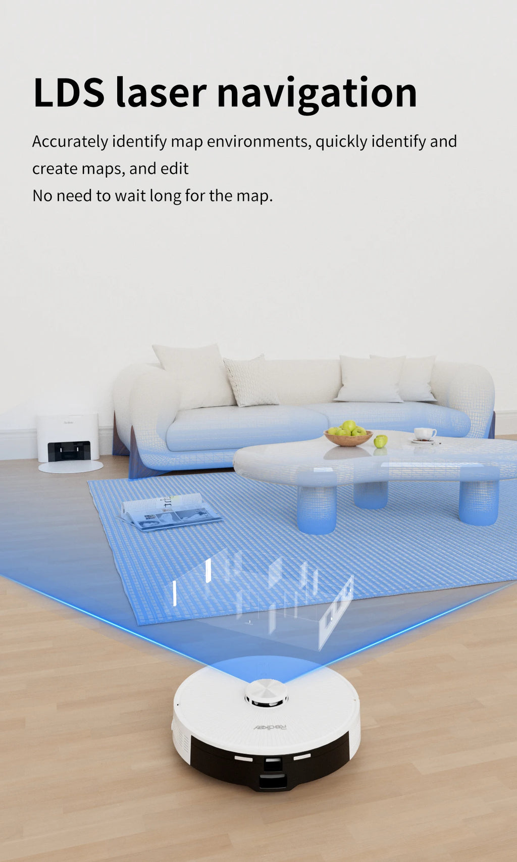 Redkey R10 Robot Vacuum Cleaner 2-in-1 Auto Vacuum Mop Wiping Function LiDAR Navigation Strong 4000Pa Suction Power 4 L Dust Bag