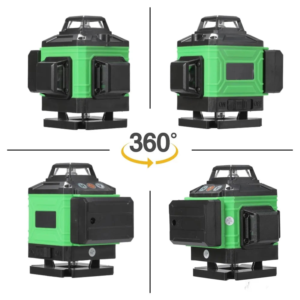 8/12 Line Green Laser Level 360° Self-Leveling Cross Line Tool Horizontal Vertical Measuring for Construction & DIY