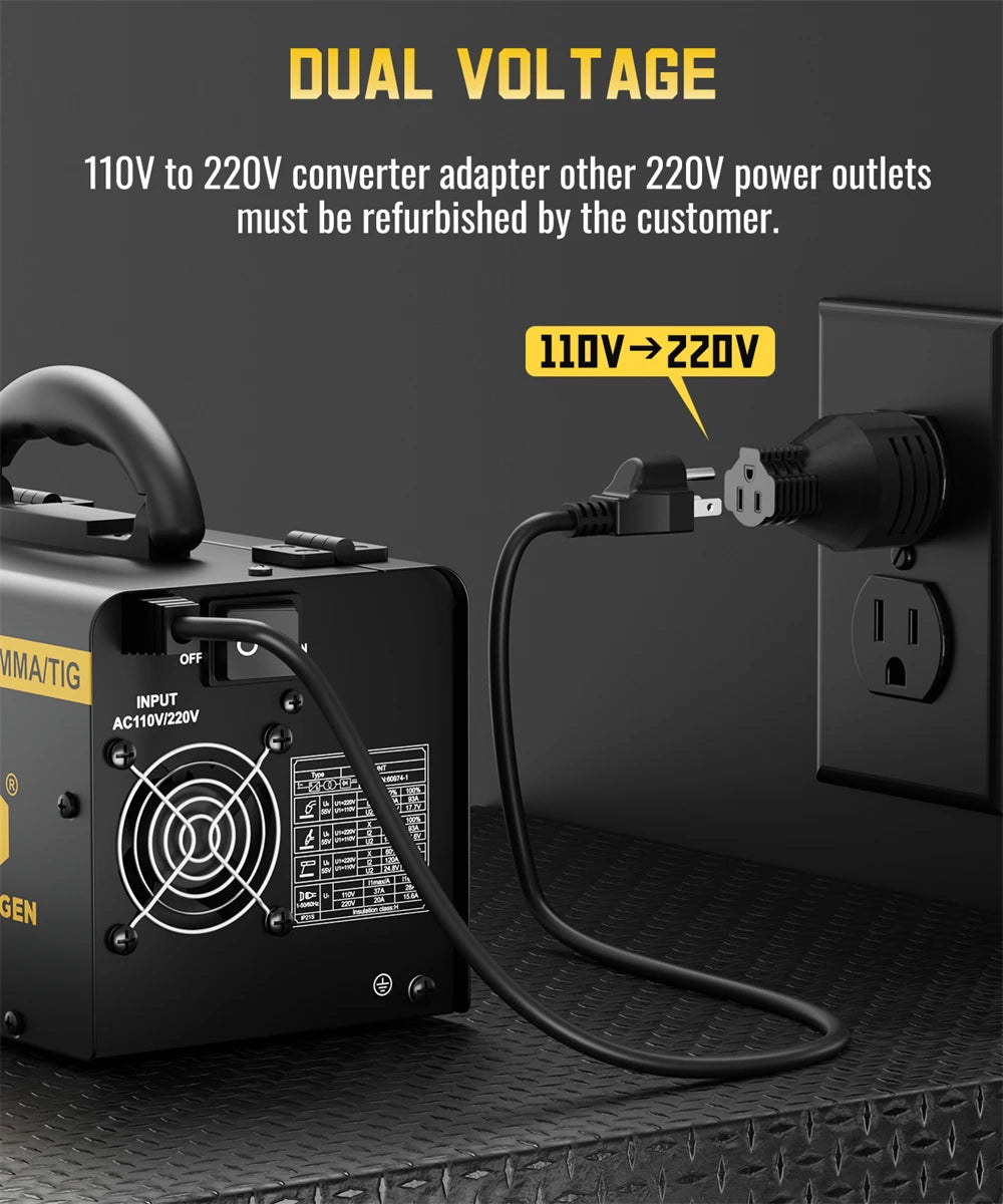 HZXVOGEN HVM140 3 in 1 Semi-Automatic Inverter Mig Welding Machine MMA/Gasless MIG/Lift TIG IGBT Non Gas Welder Synergy Tool