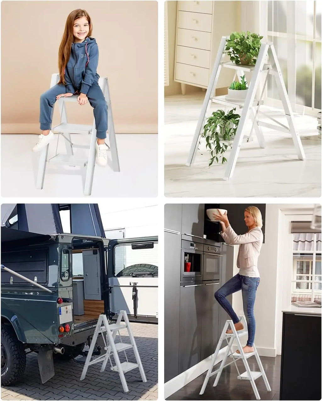 2-3-4 Step Ladder Aluminum Lightweight Folding Step Stool Wide Anti-Slip Pedal 150kg load Household Office Portable Stepladder