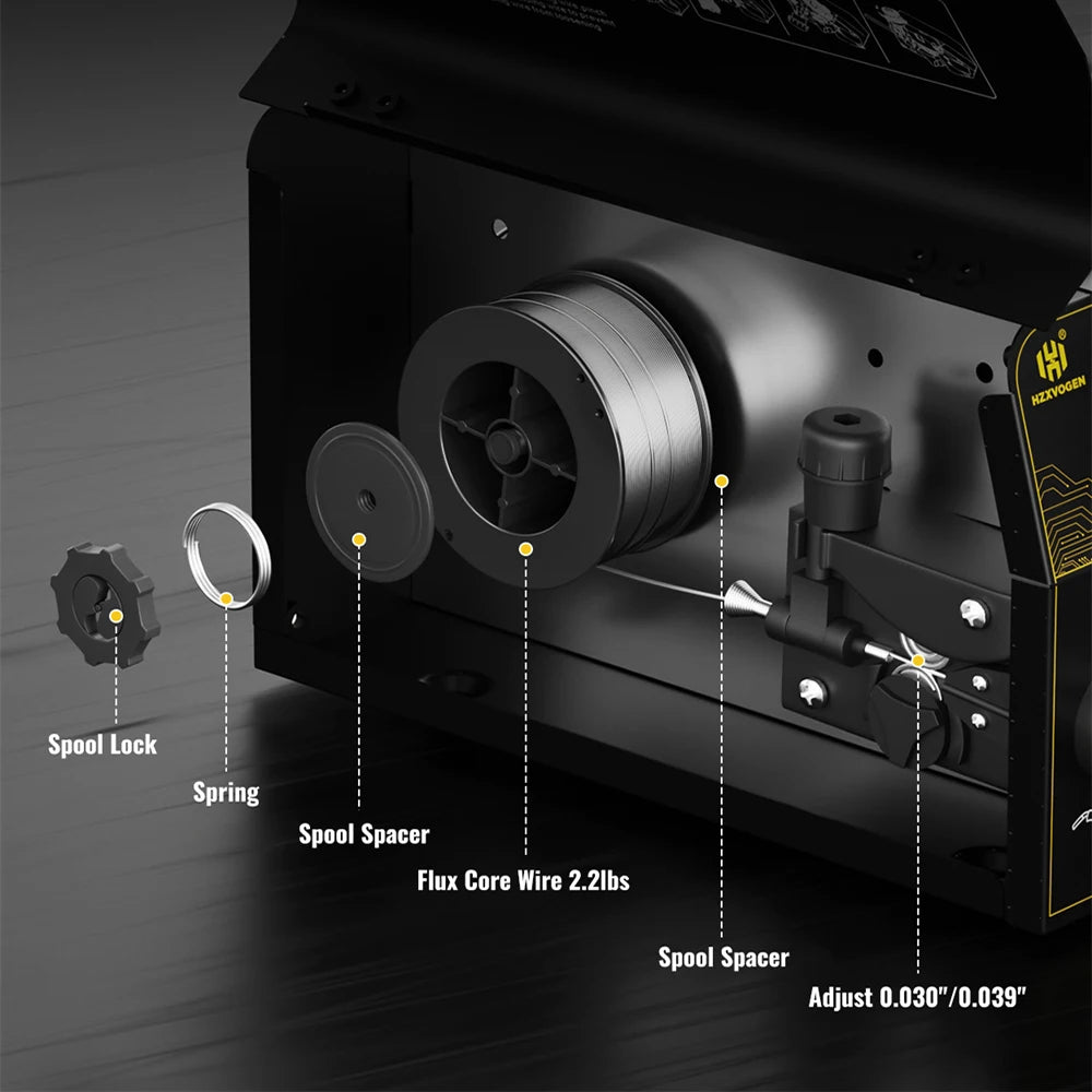 HZXVOGEN HVM140 3 in 1 Semi-Automatic Inverter Mig Welding Machine MMA/Gasless MIG/Lift TIG IGBT Non Gas Welder Synergy Tool